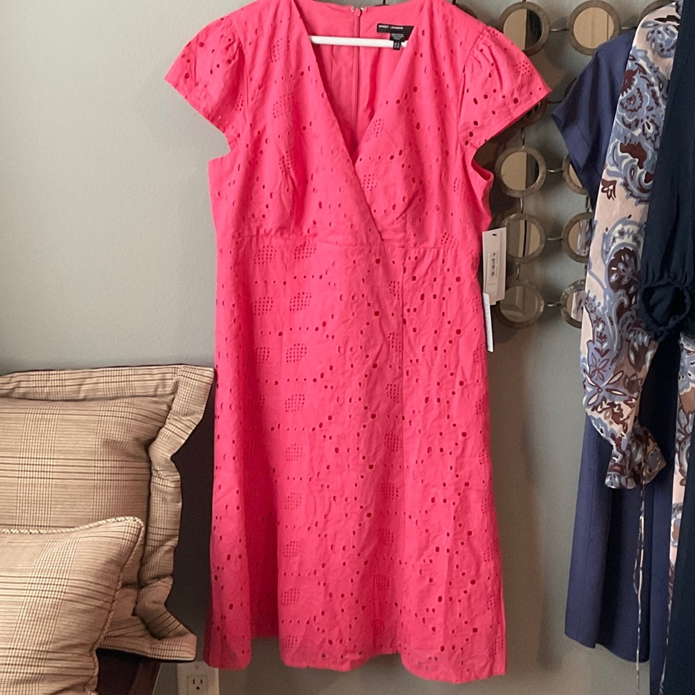 Maggy London Fuchsia Eyelet Midi Dress